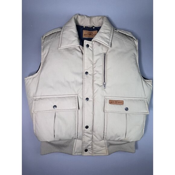 Black Sheep Mens Sleeveless Down Puffer Vest w Snaps Size XL Khaki Tan Vintage - Picture 1 of 11